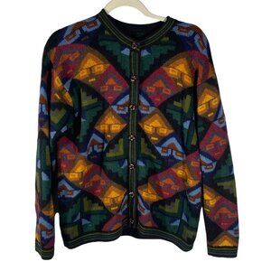 Vibrant colorful southwestern tribal artsy Pattern Cardigan Sweater Multicolor